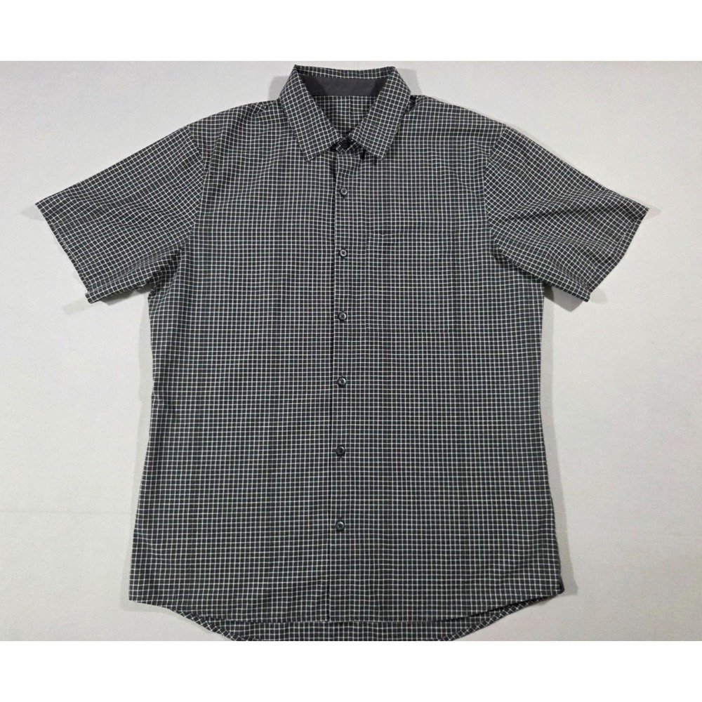 Lululemon Shirt Mens Large Gray White Performance Live In Practice Button Down
